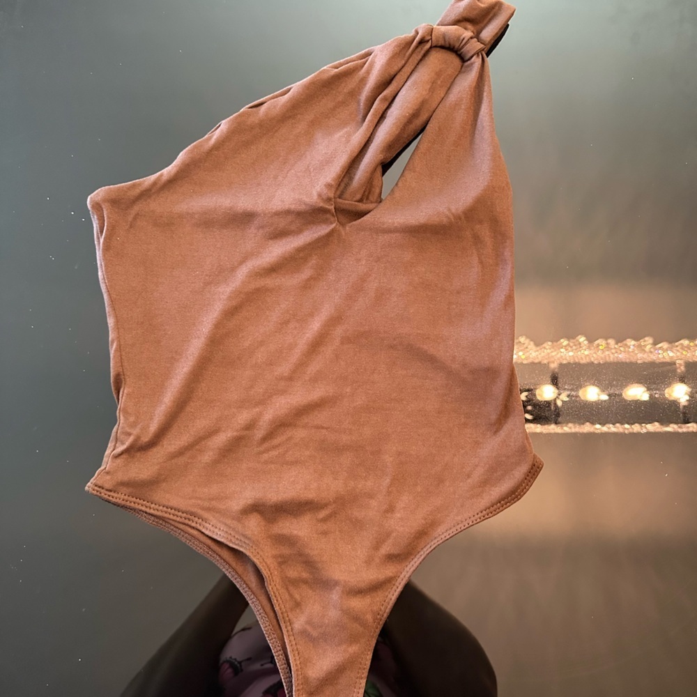 Fashion Nova Chocolate Brown One-Shoulder Top